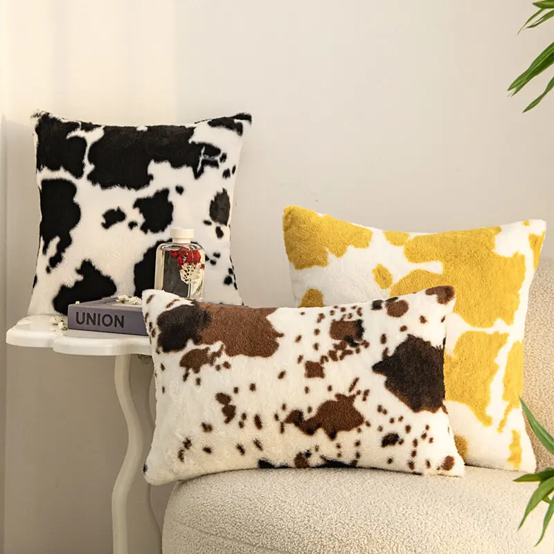 1pc Luxus Kunst pelz dekorative Kissen bezüge Rindsleder werfen weiche flauschige Plüsch Couch wirft brille Kissen bezüge für die Couch