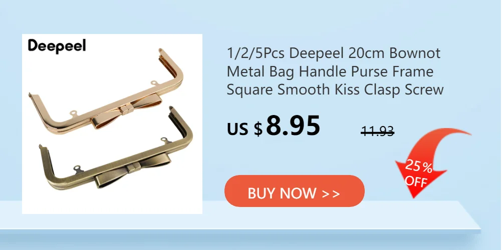 1/2/5Pcs Deepeel 20/25cm Metal Bag Handles Square Smooth Purse Frame Kiss Clasp DIY Sewing Brackets Screw Wallet Accessories