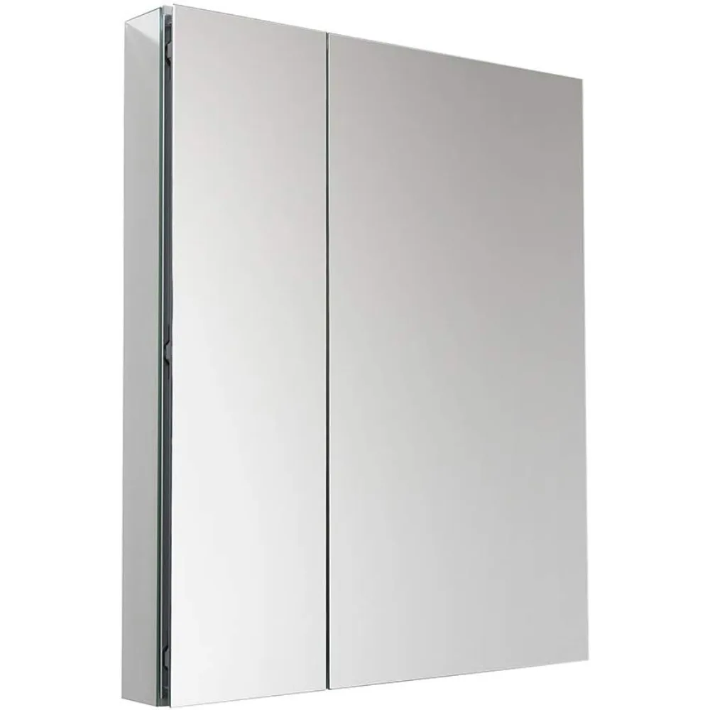 Modern Bathroom Cabinet with Mirrors, Recessed or Wall-Mount Installation, Adjustable Glass Shelves,  Mirrored Doors