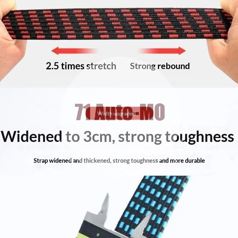 Elastic Lashing Strap Adjustable Heavy Duty Buckle Waterproof Binding Belt for Luggage Motorcycle Bike Outdoor Cargo Fastening