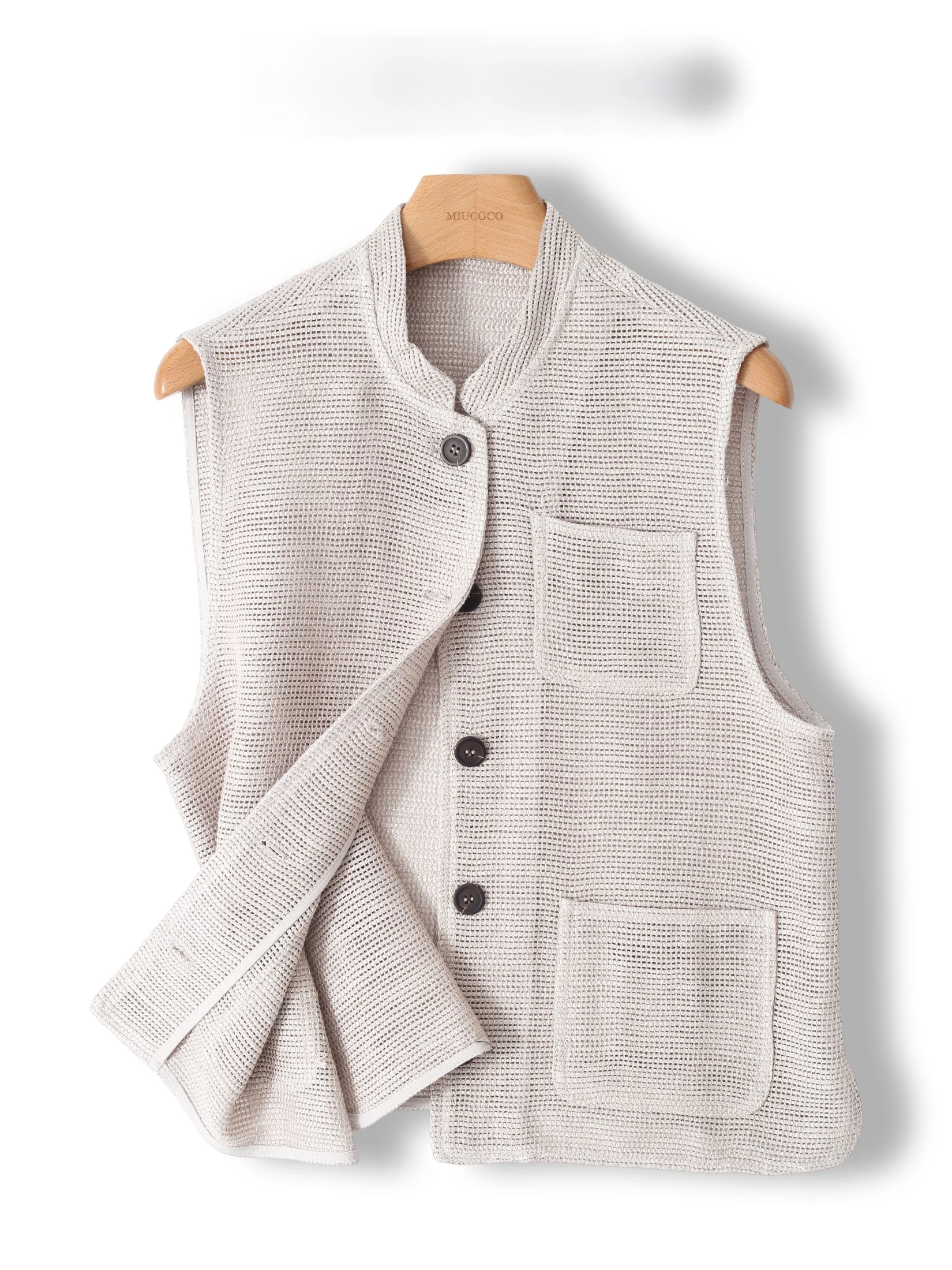 

Linen Vest Women's Summer Breathable Ceiling Small Stand Collar Layering Tank Top Chinese Style Casual Fashion Outerwear