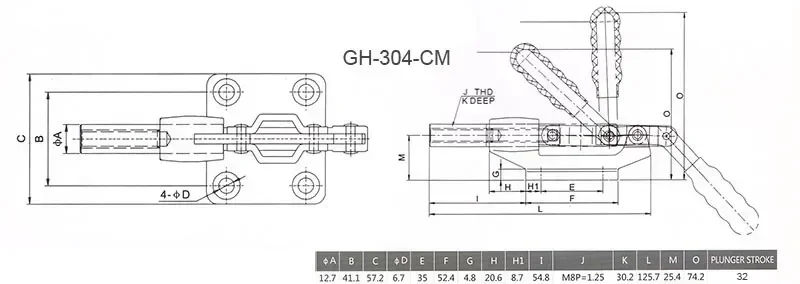 2PCS Push Pull Operated Type GH-304-CM Holding Capacity 227kgs Plunger Stroke 32mm Toggle Clamp Quick Release Hand Tools