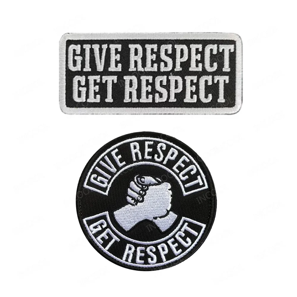 Give Respect Get Respect Embroidery Patches Biker Decorative Embroidered Badges for Clothing Backpack Jackets Caps DIY Appliques