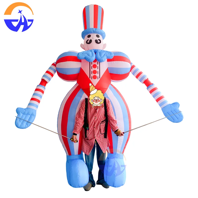 Modèle gonflable d'air de clown de marche dans le dos humain-accessoires personnalisés pour les défilés de bar et les spectacles sur scène
