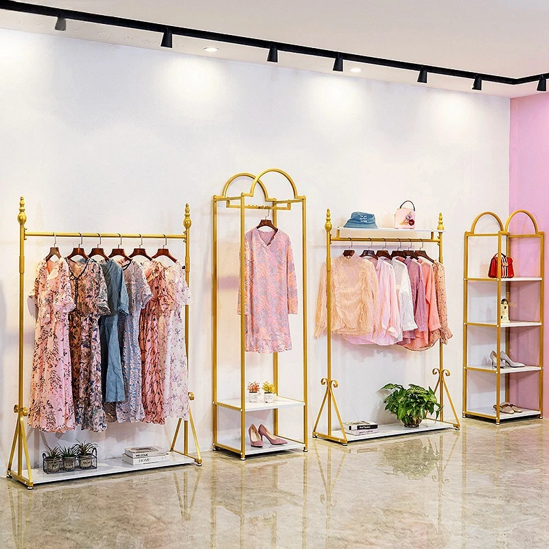 European clothing store display rack Floor-to-ceiling combination women's clothing store shelf Wrought iron Nakajima display