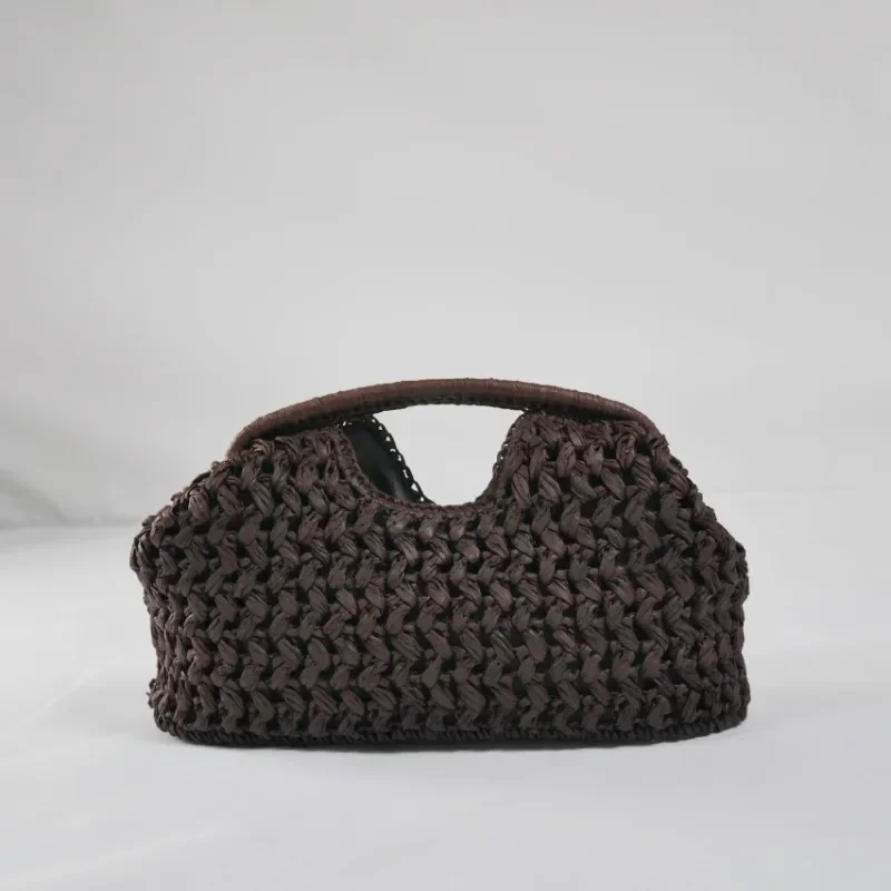 Fashion Straw Clip Shell Clutch Bag for Women Designer Paper Woven Handbags Casual vintage Handmade Summer Beach Bag 2025