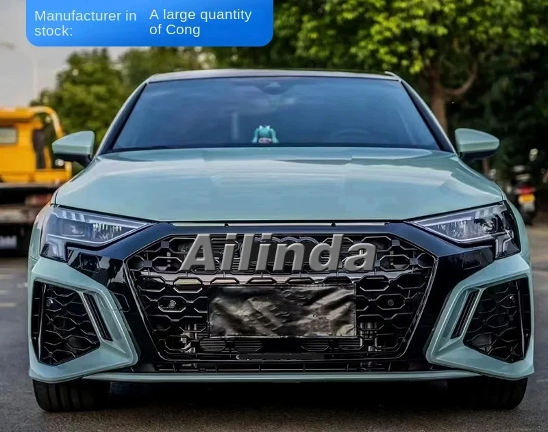 Suitable for 2021 Audi A3 Modified RS3 Front Surround S3 Front Bumper Bumper Middle Net Front Shovel Tail Lip Tail Throat