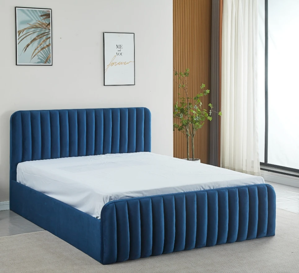 ^Luxury European Modern Durable King Size Pine Wood Box Spring Soft Bed Bedroom Set Furniture for Apartment & Hotel Use - view 4
