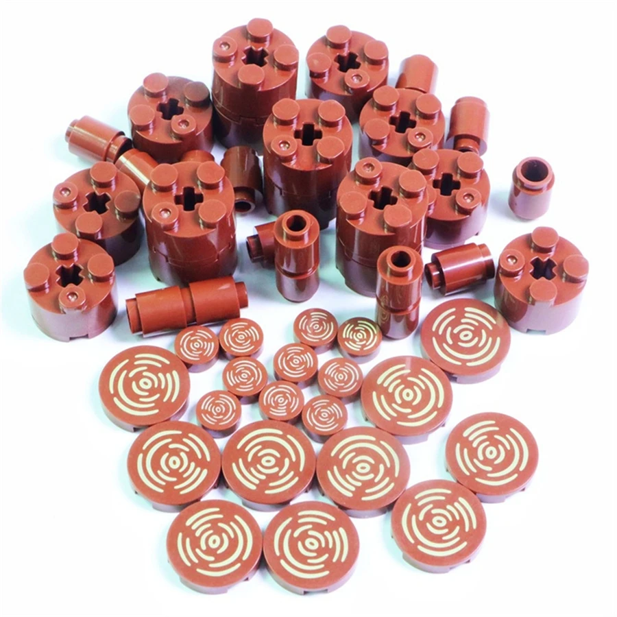 50 قطعة من مكعبات بناء جذع شجرة بنية متوافقة مع كتل خشبية مجموعة إكسسوارات ذاتية الصنع لبناء غابة الغابة في المزرعة في المدينة #3