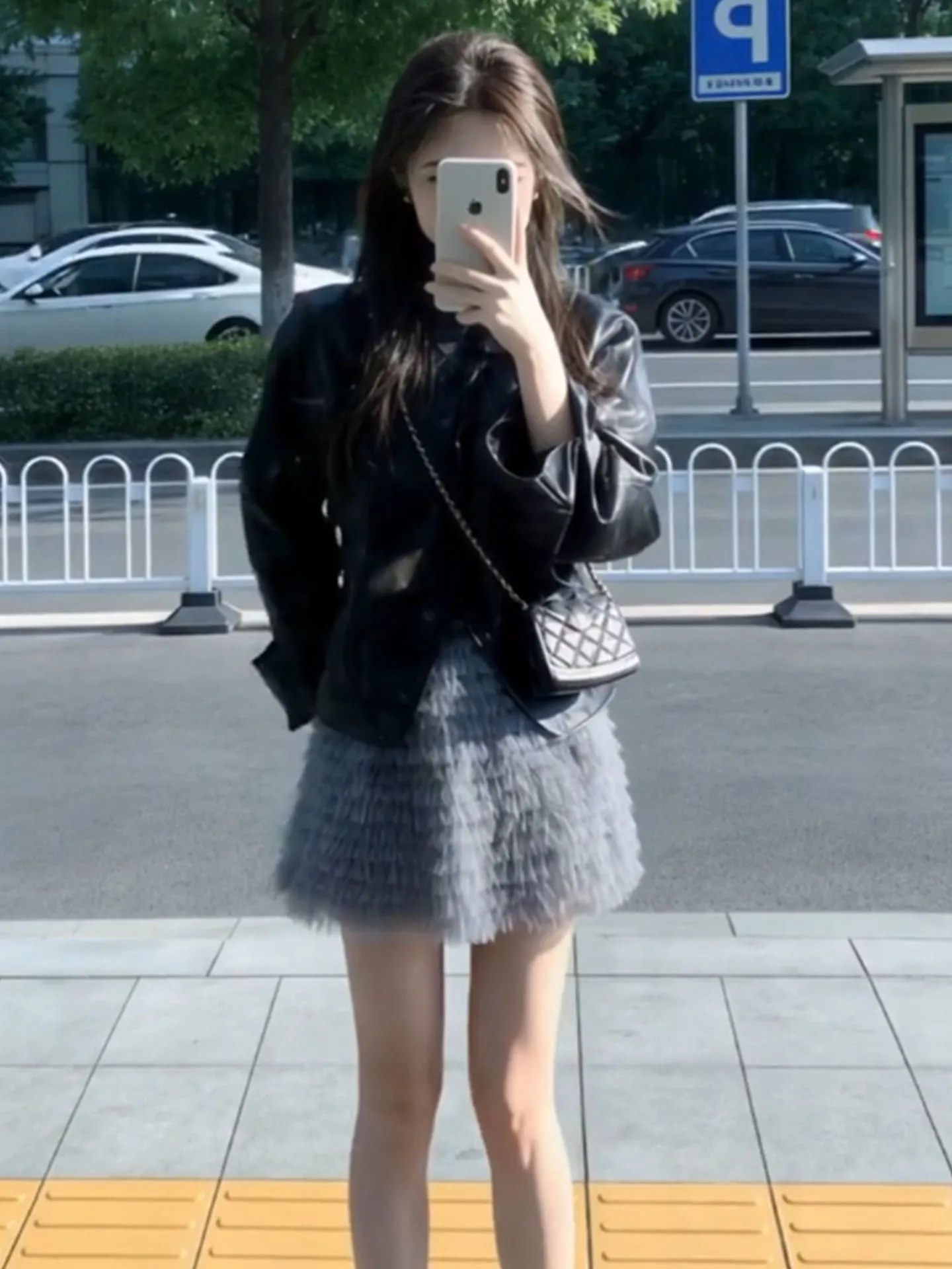 

Cool Spicy Sle Women's Faion Leather Jaet And Skirt Two-Piece Set High Waist ort Sve Long Sve Spring Outfit