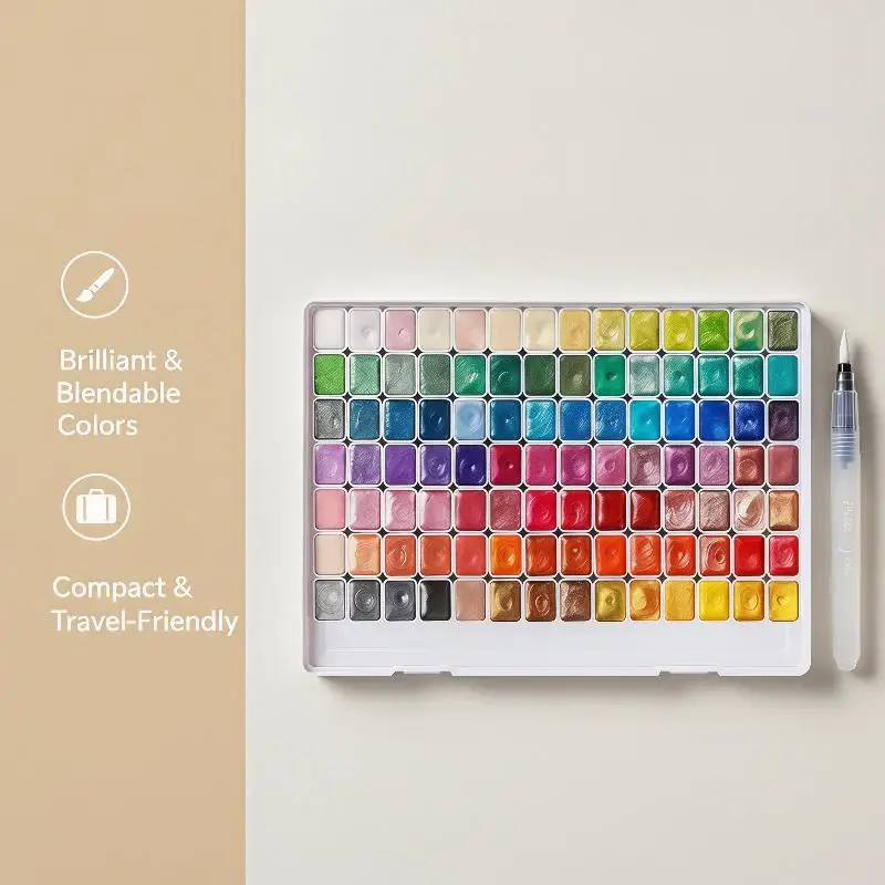 98 Colors Solid Pearlescent Watercolor Paint Set Professional Painting Tool for Artist Studio Creation Illustration Design