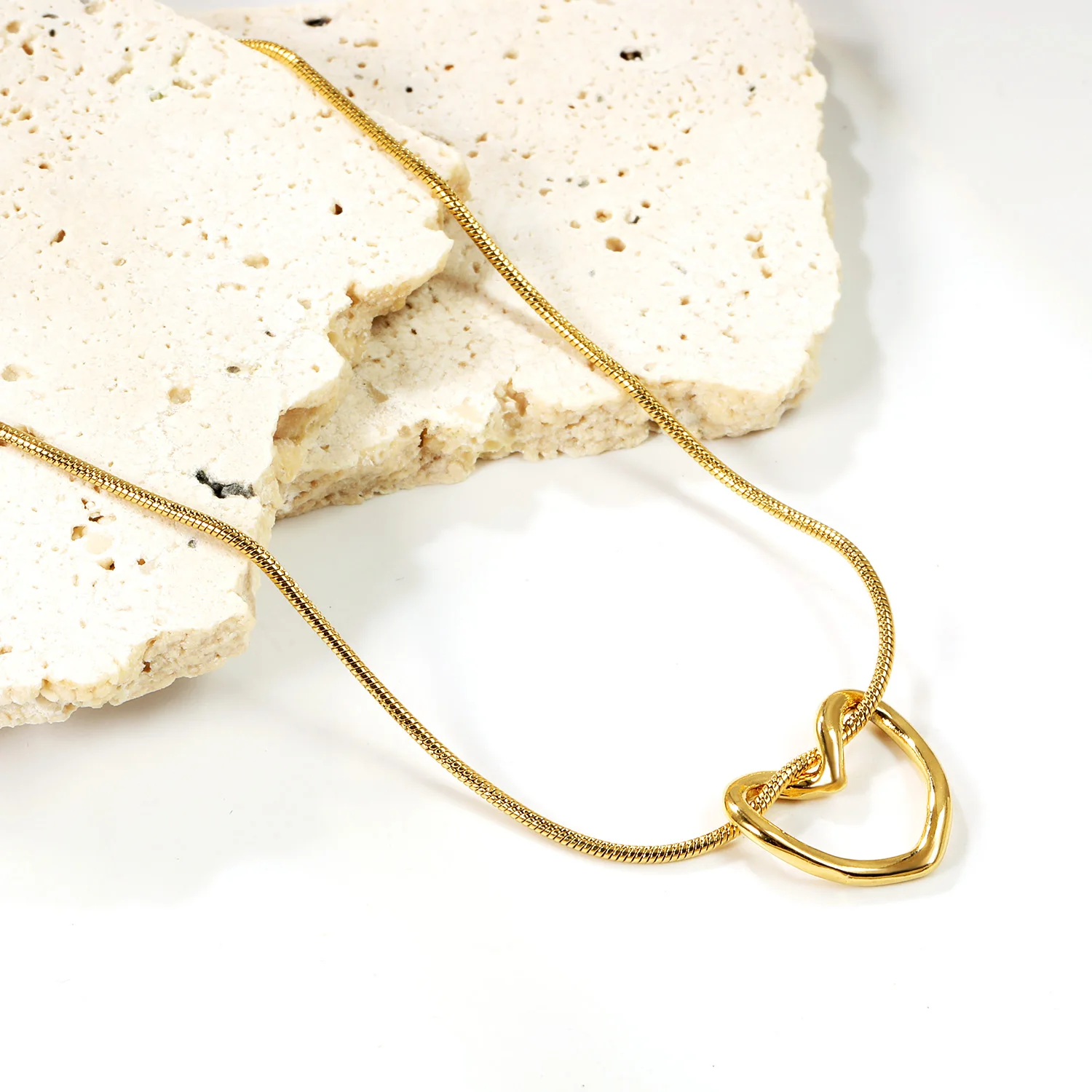 LUXUSTEEL Mini Cute Small Twist Heart Pendant Necklace Lover's Gift Stainless Steel Golden Plated Snake Chains Necklace Extender - Image 4