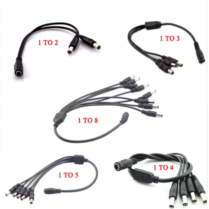 12V Dc Power Splitter Plug 1 Vrouw Naar 2 3 4 5 6 8 Mannelijke Cctv Kabel Camera Kabel Cctv Accessoires Voeding Adapter 2.1*5.5Mm