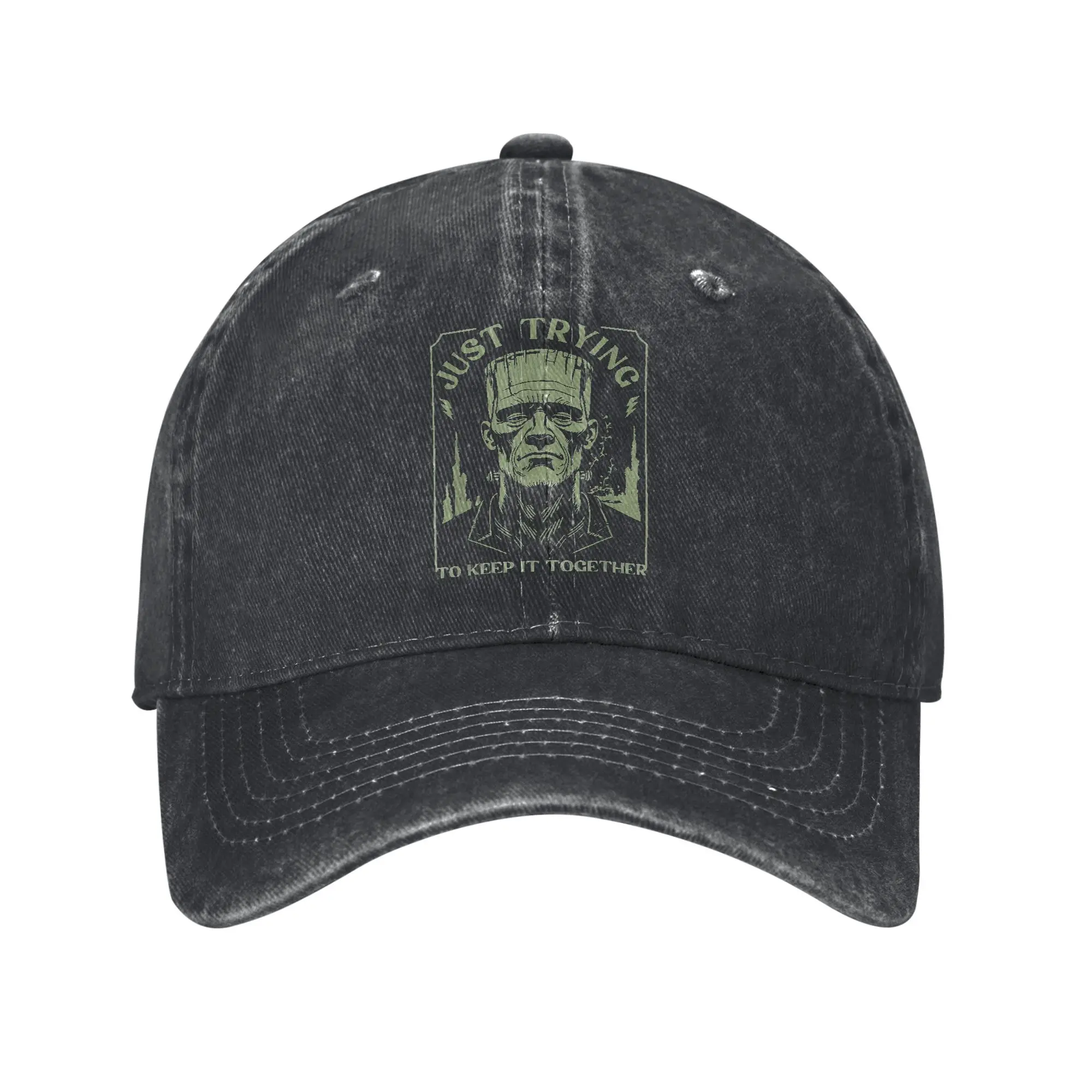 

Frankenstein Monster Horror Men Women Baseball Cap Keep it Together Distressed Denim Cap Hat Fashion Outdoor Adjustable Snapback