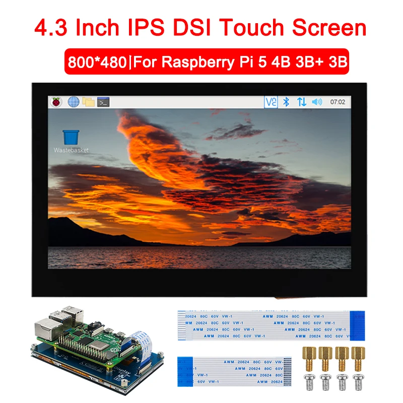 Raspberry Pi 4.3 Inch DSI LCD 800x480 IPS Touch Screen Module MIPI TFT Capacitive Monitor For Raspberry Pi 4 3 5