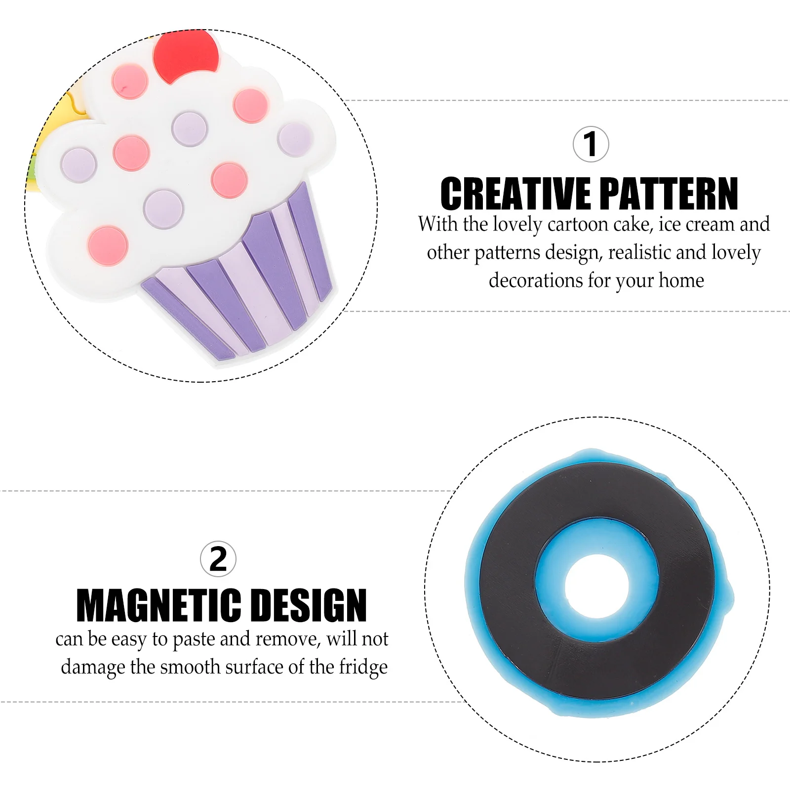 

5Pcs Cake Fridge Magnet Set Cute 3D Refrigerator Magnets for Home Decor Magnetic Stickers for Metal Surfaces Fridge Magnet Set