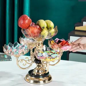 Nampan Penyajian Makanan Ringan Berputar Multi-lapisan Piring Buah Kristal Imitasi Bentuk Bunga Piring Pencuci Mulut Gaya Eropa Ruang Tamu 6 piring kristal penjualan terbaik - №