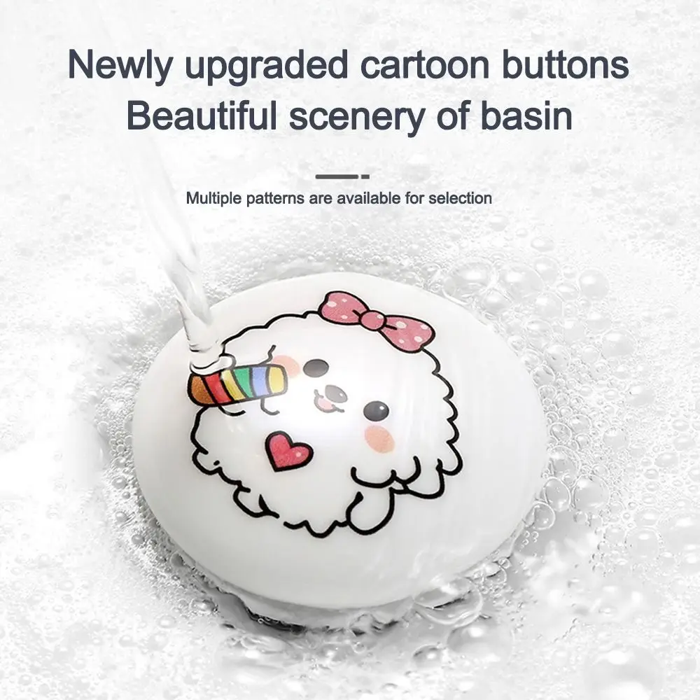 

Cute Puppy Pattern Rebound Drain Plug Pop-up Design Anti-clogging Function Pop-up Basin Filter Universal Wash Basin Filter