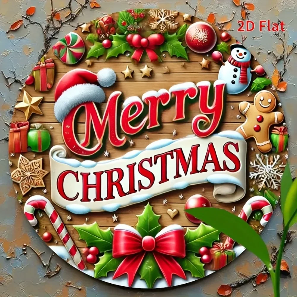 Vintage Christmas Metal Wall Art Sign - 