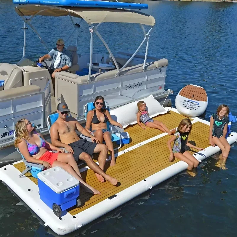 Summer Leisure Inflatable Floating Yoga Pier Island Water Sports Platform Sea Amusement Park Boat Inflatable Water Facilities
