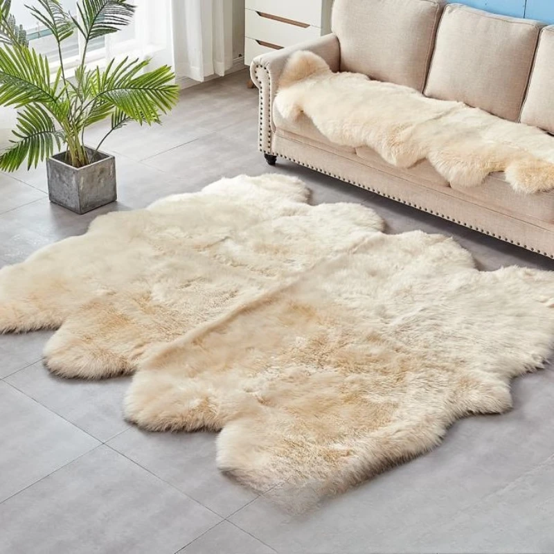 

Creative home wool carpet floor mat living room sofa cold-proof foot mat bedroom non-slip mat 8P sheepskin blanket