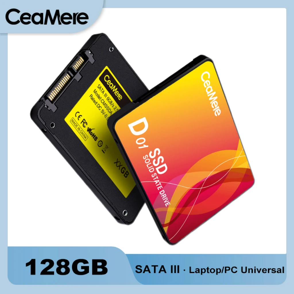 Ceamere 128 GB Budget SATA 3 SSD, 2,5 "550 MB/s de leitura, adequado para notebook de PC de estudante doméstico, atualização do sistema de substituiçã