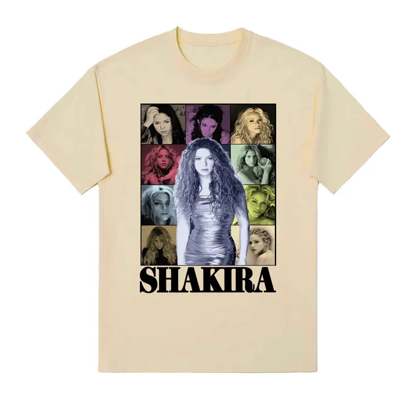 Shakira Las Mujeres Ya No Lloran Tour Graphic T-shirt Men Women\'s Clothing 90s Vintage T Shirt Summer O-Neck Cotton Loose Tshirt