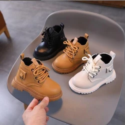 2024 Autumn Winter Kids Fashion Baby Girls Leather Girls Boots Comfortable Breathable Princess Soft Soled Boys Boots 1-3 Years