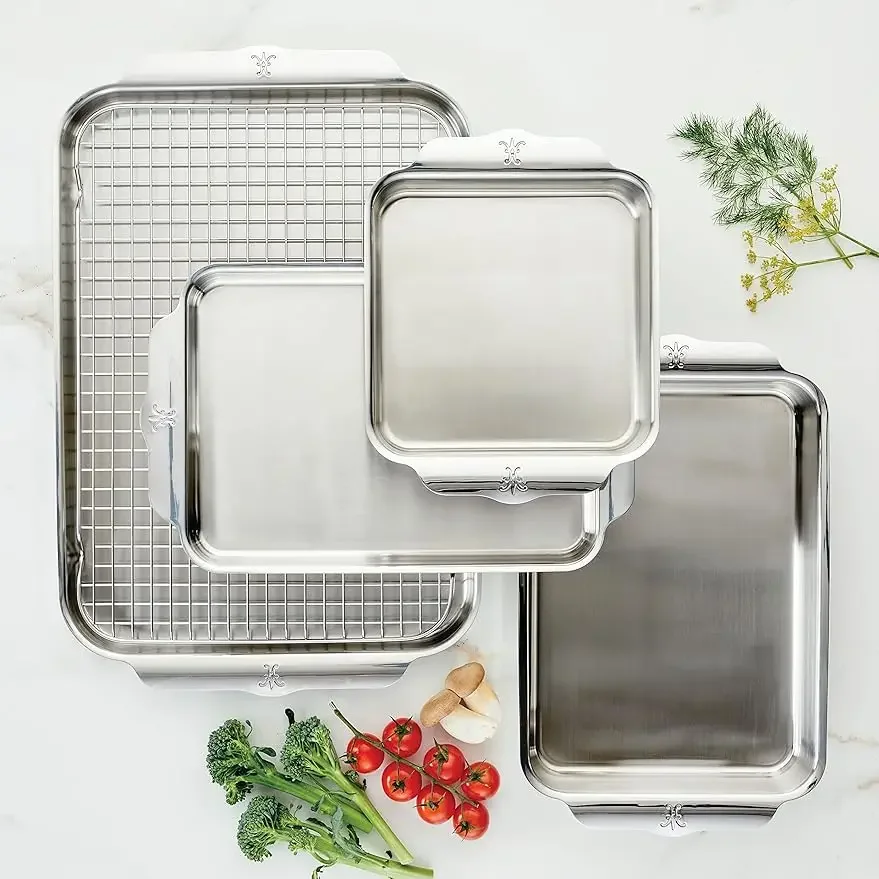 Hestan-Colección OvenBond-Juego de láminas para hornear de acero inoxidable, bandeja para hornear de 5 piezas