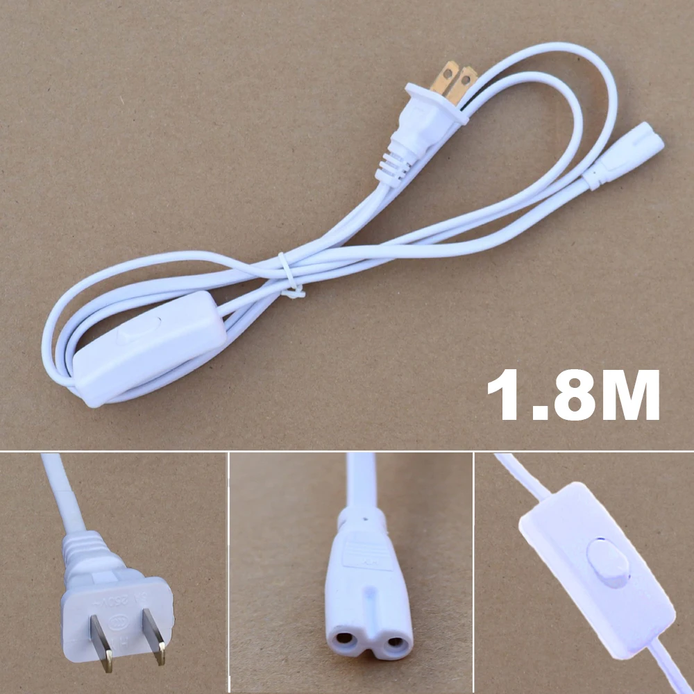 T8 T5 2/3Pin Integrated LED Lamp Tube Connector 6FT 1.8M Plug Connection Line/Dimmer Switch Cable Light Power Supply Line