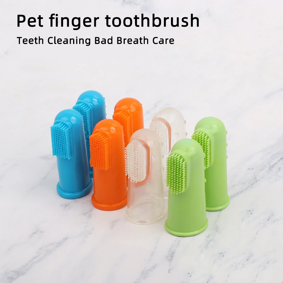 4pcs Super Soft Pet Finger Toothbrush Teddy Dog Brush Bad Breath Tartar Teeth Tool Dog Cat Cleaning Pet Supplies