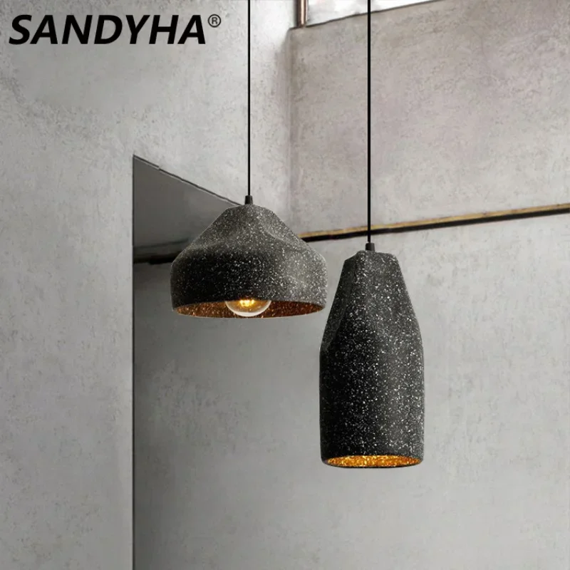 

SANDYHA Nordic Style Ceiling Chandelier Café Bar Lighting Fixtures Vintage Industrial Cement Style for Room Study Decoration