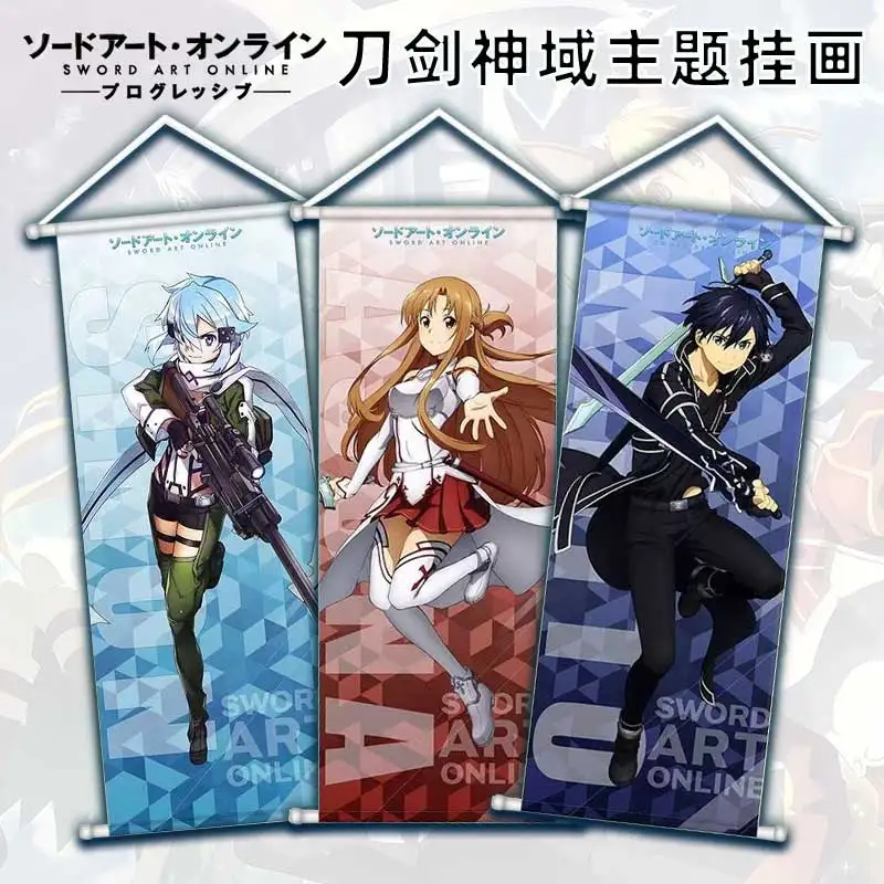 Sword Art Online Scroll Canvas Wall Hanging Painting Home Decor Anime Poster Wall Art Room Decoration