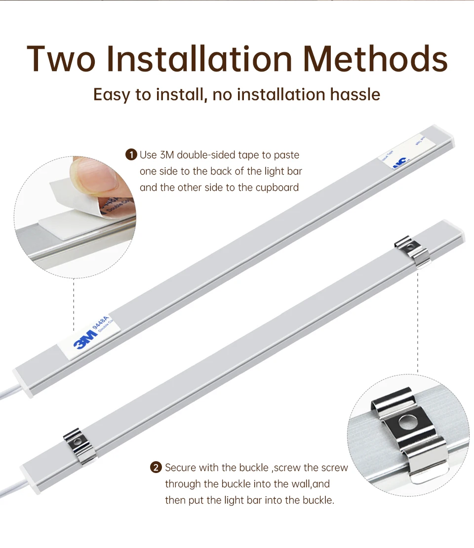 2700-6500K Dimmbare CCT-Unterbauleuchte, 1-6 Stück in Reihe schaltbar, Küchenlampe, 48 cm Aluminium-LED-Leuchte mit Fernbedienung – Detail 8