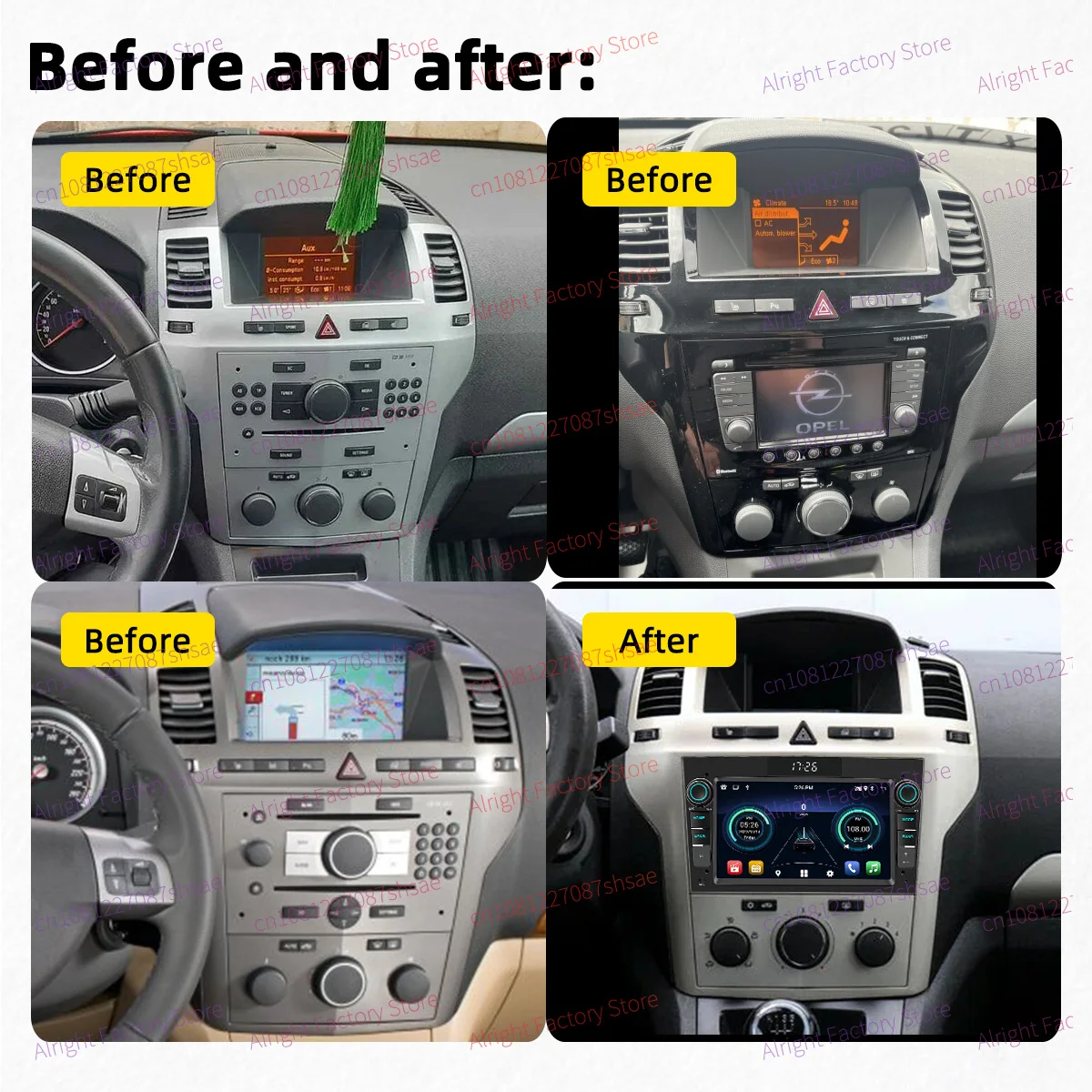 راديو سيارة أندرويد 7 بوصات 2 Din لأوبل زافيرا B 2005-2011 - Carplay اللاسلكي، ملاحة GPS، BT، ستيريو الوسائط المتعددة للسيارة