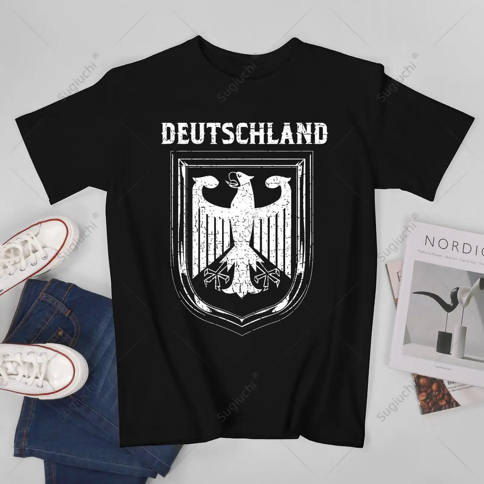 男性と女性のためのユニセックスTシャツ,綿100%,デutschland,ドイツ,イーグル,ナショナルシンボル