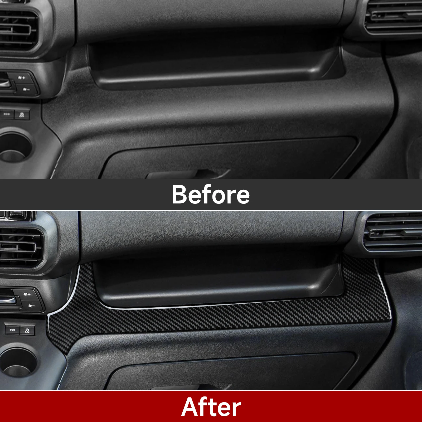 Carbon Fiber Interior Sticker. Car Dashboard Decorative Strips. For Fiat Doblò Ill Citroen Berlingo Peugeot Partner Rifter Trim.