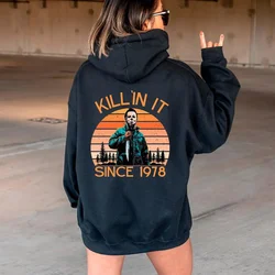 Vintage Halloween Killin It Hoodie Halloween Shirt Trick or Treat Sweater Śmieszne Halloweenowe bluzy z kapturem Modne długie rękawy plus size