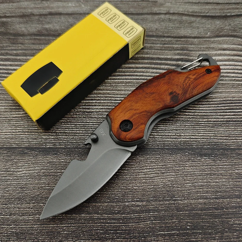 Portable 5Cr13Mov X48 Outdoor Pocket Knife, Small Fruit Cutter, Multi EDC Jungle Camping Rescue Folding Knife, Survival Tool