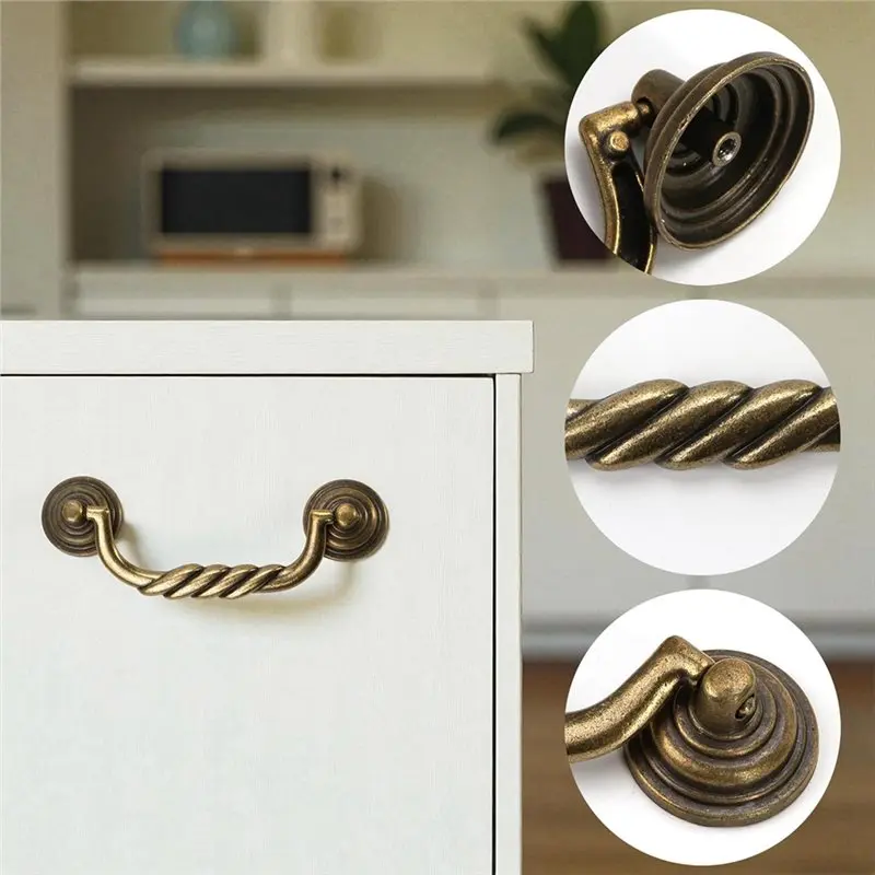 AT29-4.5'' C-C Center Drawer Pulls,Antique Bronze Bail Drop Swing Handles