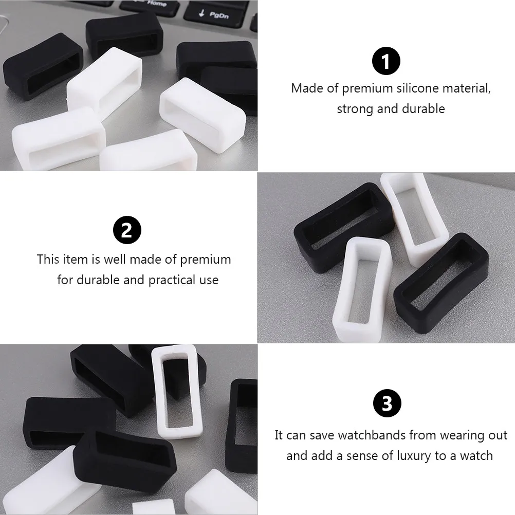 8Pcs Luxury Electroplated Silicone Watch Clasp Rings 20Mm Watch Band Connector Strong Soft Release Buckle for Daily