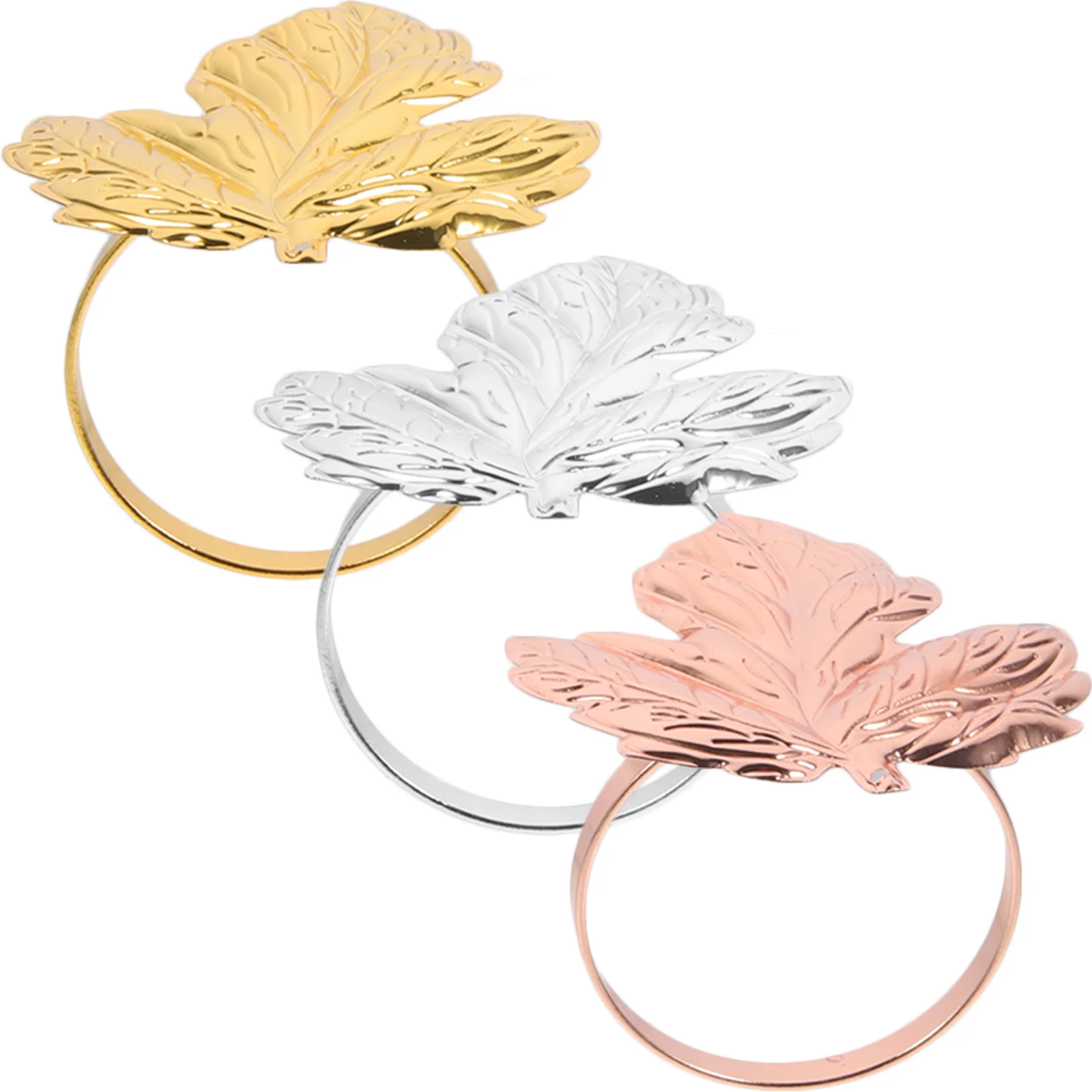 

3pcs Metal Napkin Ring Maple Leaf Shape Decorative Dinner Party Napkin Holder For Wedding Banquet Restaurant Table Decoration