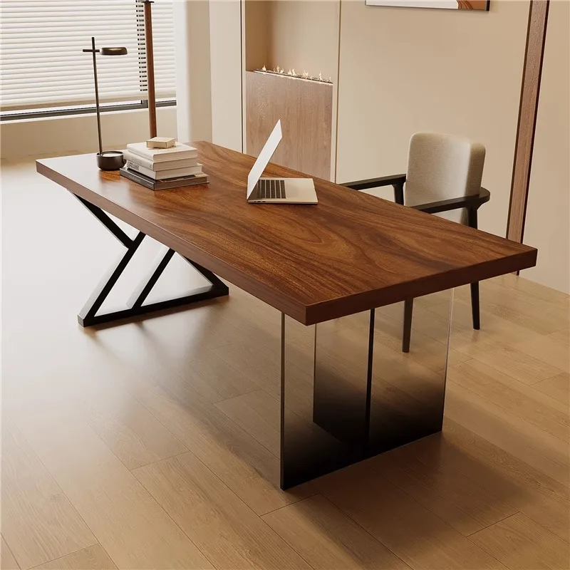 

Living room solid wood desk computer desk acrylic walnut large board table simple long desk workbench