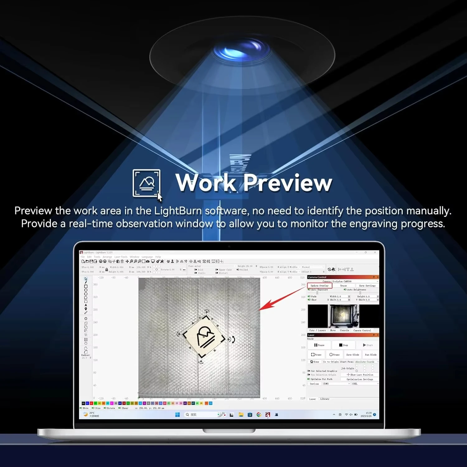 SCULPFUN Laser Engraver Camera Precise Positioning Rrecording Batch Engraving Image For S9/S30 CAM500 Lightburn Camera Tracing