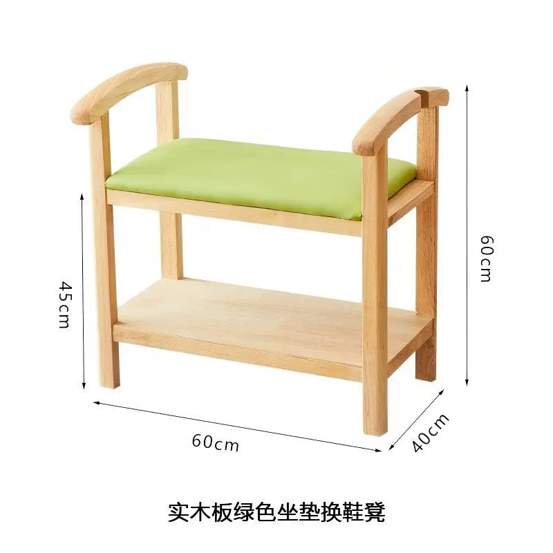 Solid Wood Rubber Wood Age-Friendly Shoe-Changing Bench for Porch, Nursing Home and Welfare Home