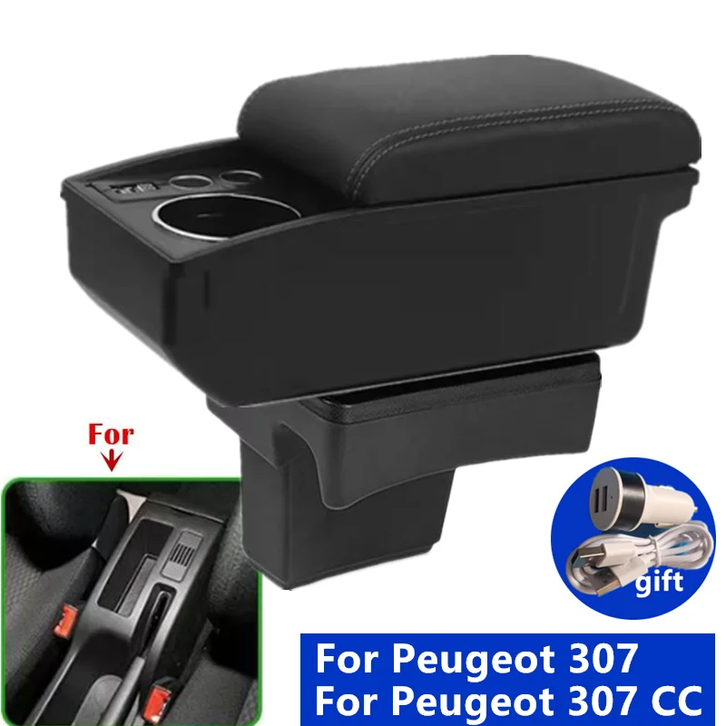 For Peugeot 307 armrest box For Peugeot 307 CC Convertible Car Armrest Storage box cup holder Dedicated Retrofit Car Accessoris