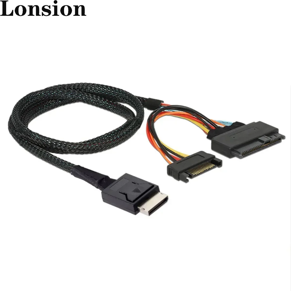 Versatile PC Hardware Cable-PCIE Oculink SFF 8611 4I to U.2 SAS SFF 8639 Adapter with 15P SATA Server Cable