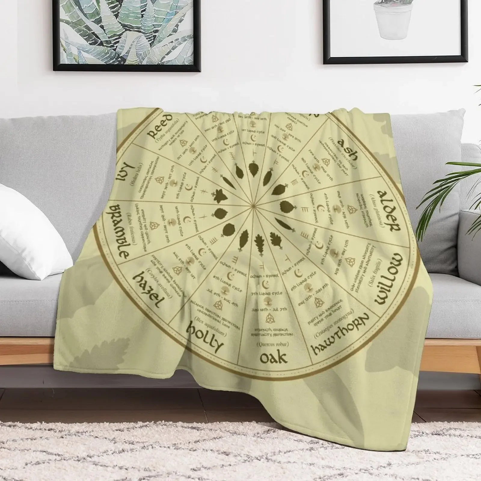 Celtic Ogham Tree Calendar Throw Blanket Outdoor Soft Blanket for Picnic Beach Camping