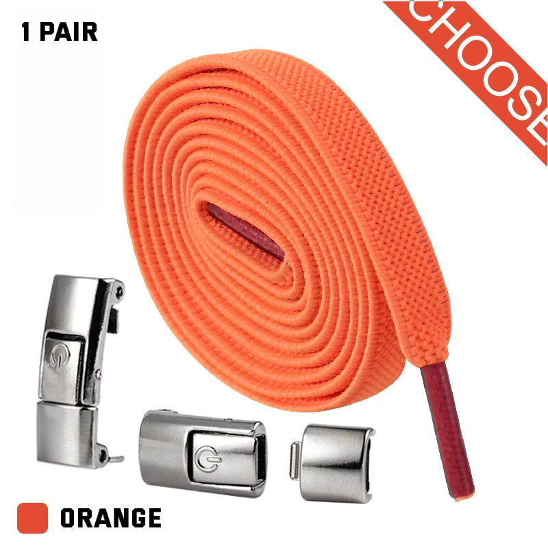Flache, elastische Schnürsenkel ohne Binden für Sneaker, mit Druckknopfverschluss, Metallschalter, Logo-Schnürsenkel für Kinder und Erwachsene, schnell und einfach – Detail 22