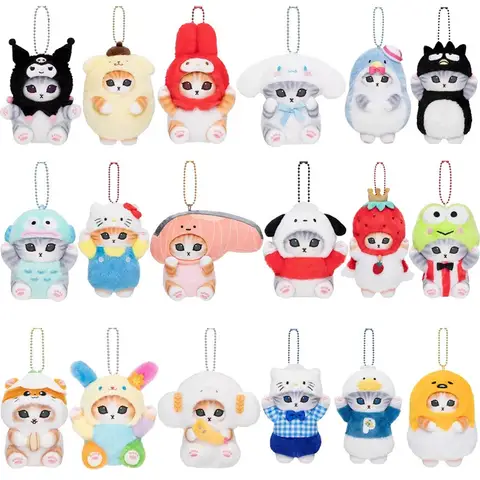 Anime Shark Cat Co Branded Cross-dress Kuromi Hello Kitty Cinnamoroll Plush Toys Collect Decoration Pendant Gift
